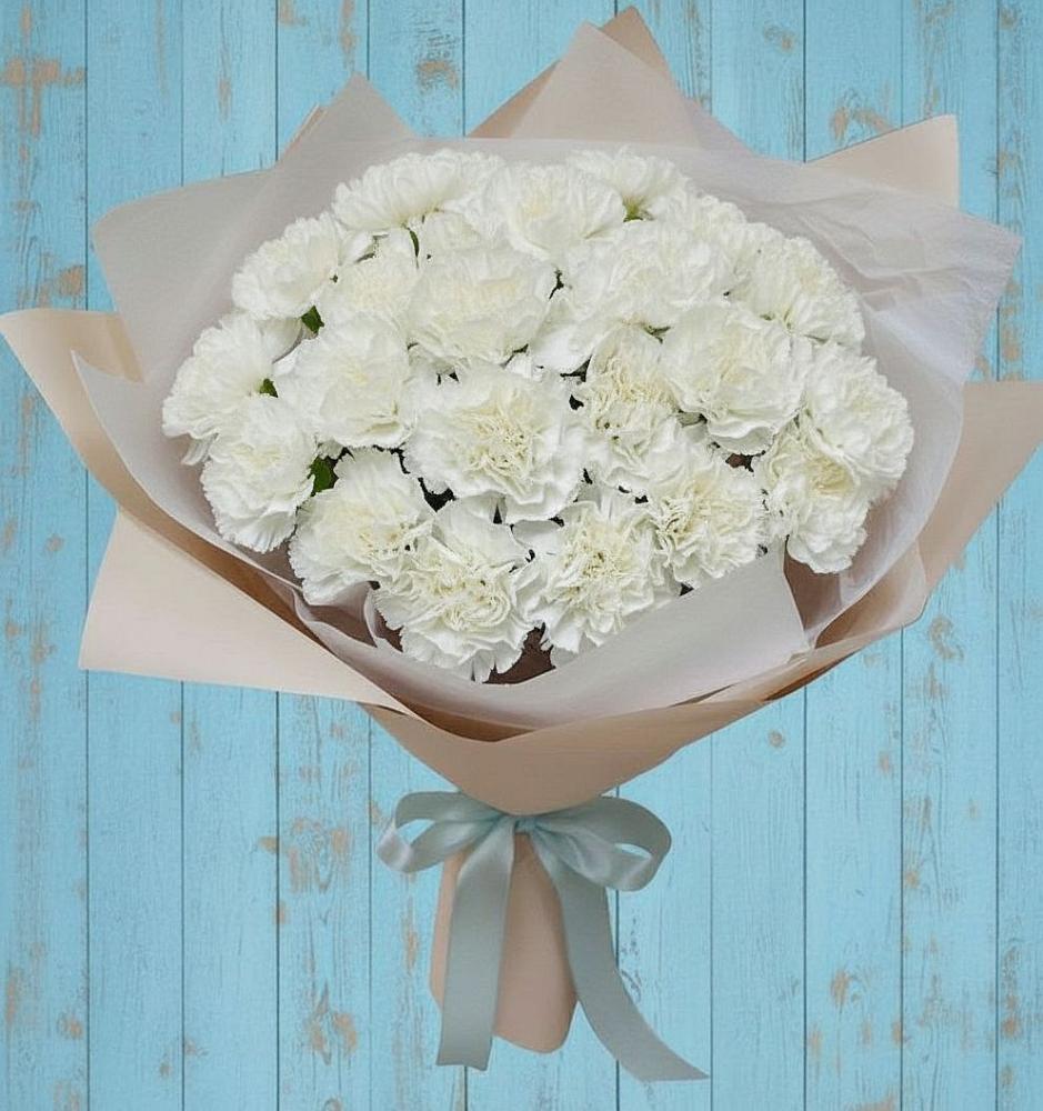 Букет цветов из: Гвоздики в Белую Колпь