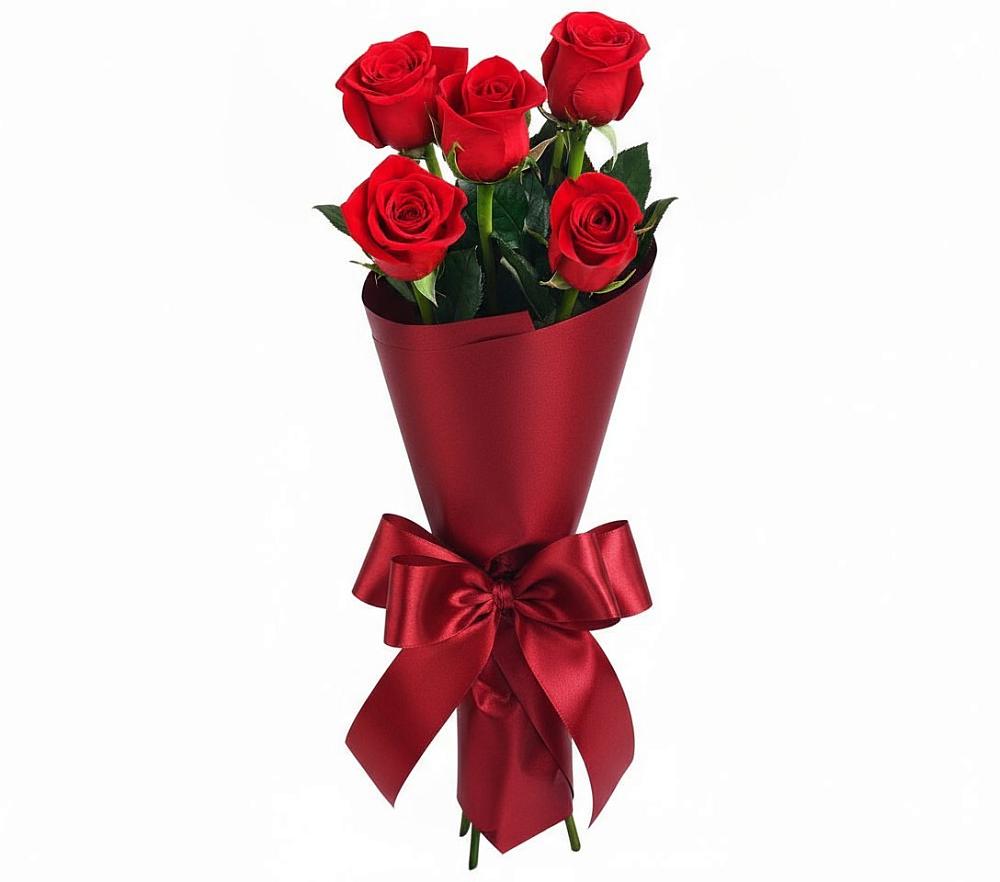 Букет 5 Красных роз Эдлесс Лав в Белую Колпь