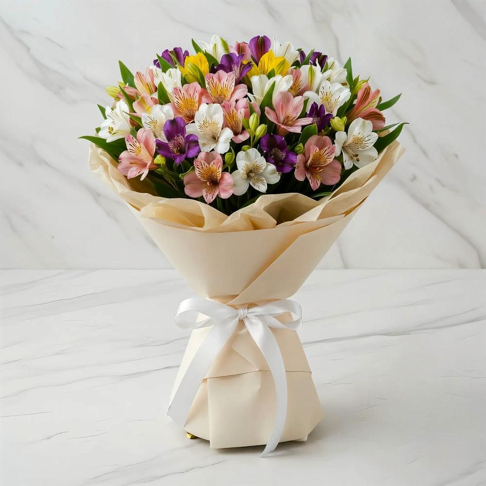 Букет цветов из: Альстромерии в Белую Колпь