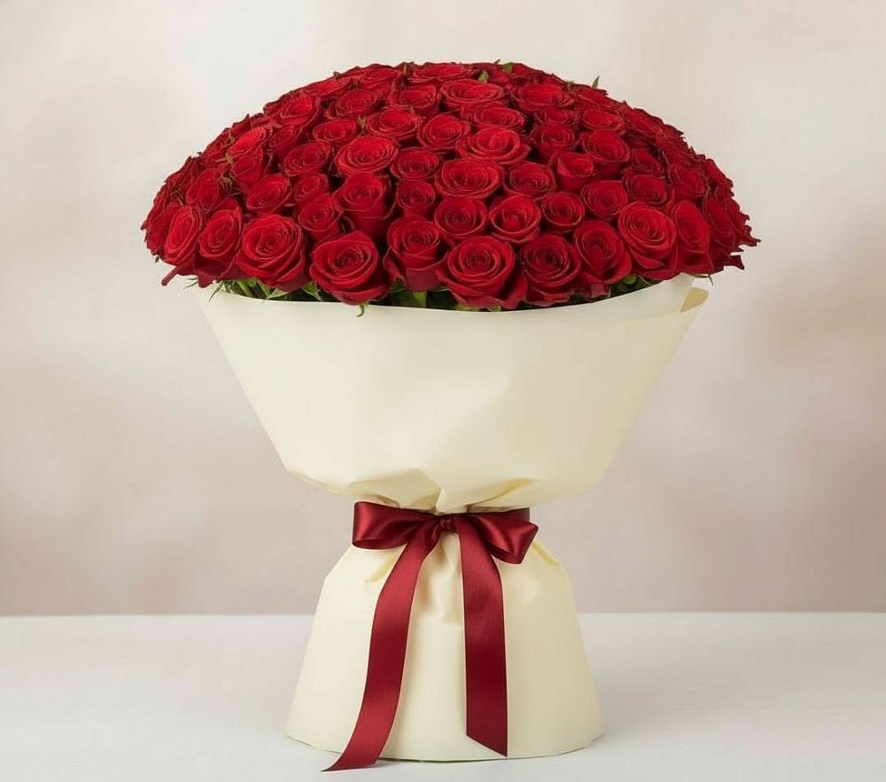 Букет 101 Красная роза Милано в Белую Колпь