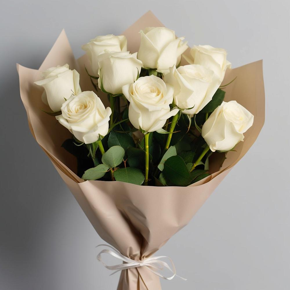 Букет 9 Белых роз Эдлесс Лав в Белую Колпь