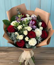Букет цветов из:  Розы и Альстромерии в Белую Колпь