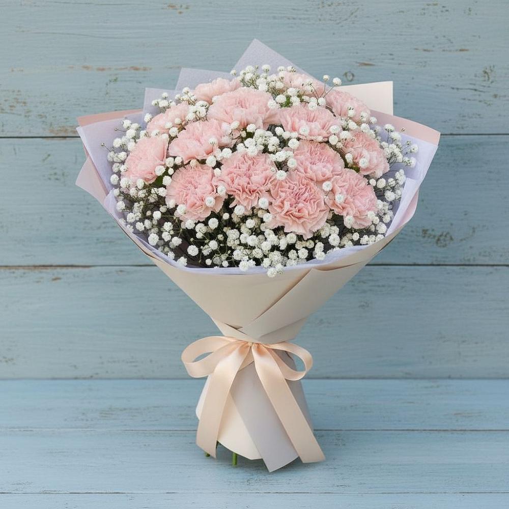 Букет цветов из: Гвоздики в Белую Колпь