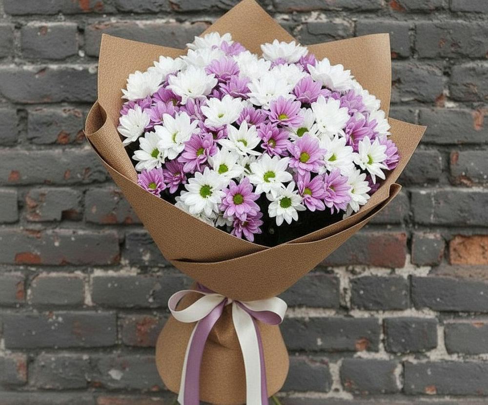 Букет цветов из: Хризантемы в Белую Колпь