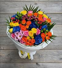 Букет цветов из:  Розы и Хризантемы в Белую Колпь