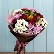 Букет цветов из:  Розы, Хризантемы и Альстромерии в Белую Колпь