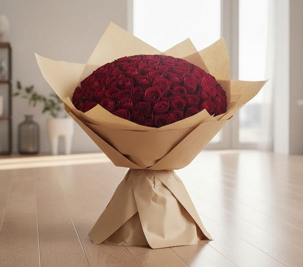 Букет 101 Красная роза в Белую Колпь